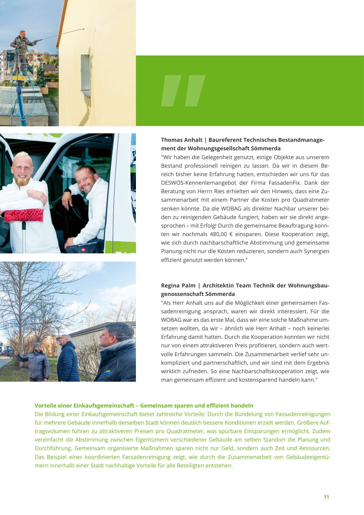 Seite 11: Erfahrungen der Wohnungsgesellschaft und der Wohnungsbaugenossenschaft Sömmerda mit der Einkaufsgemeinschaft
